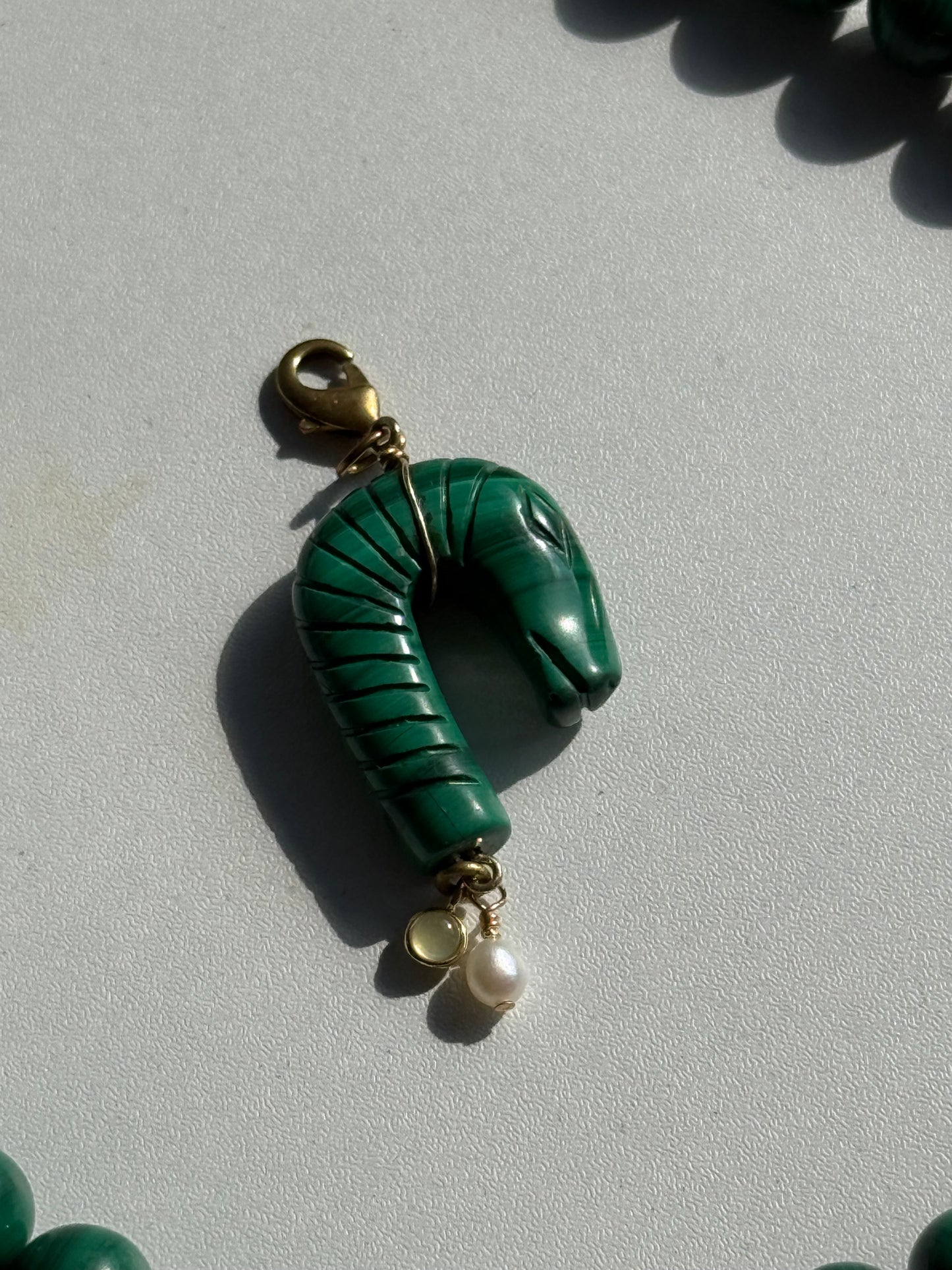 Malachite & Brass Beaded Necklace