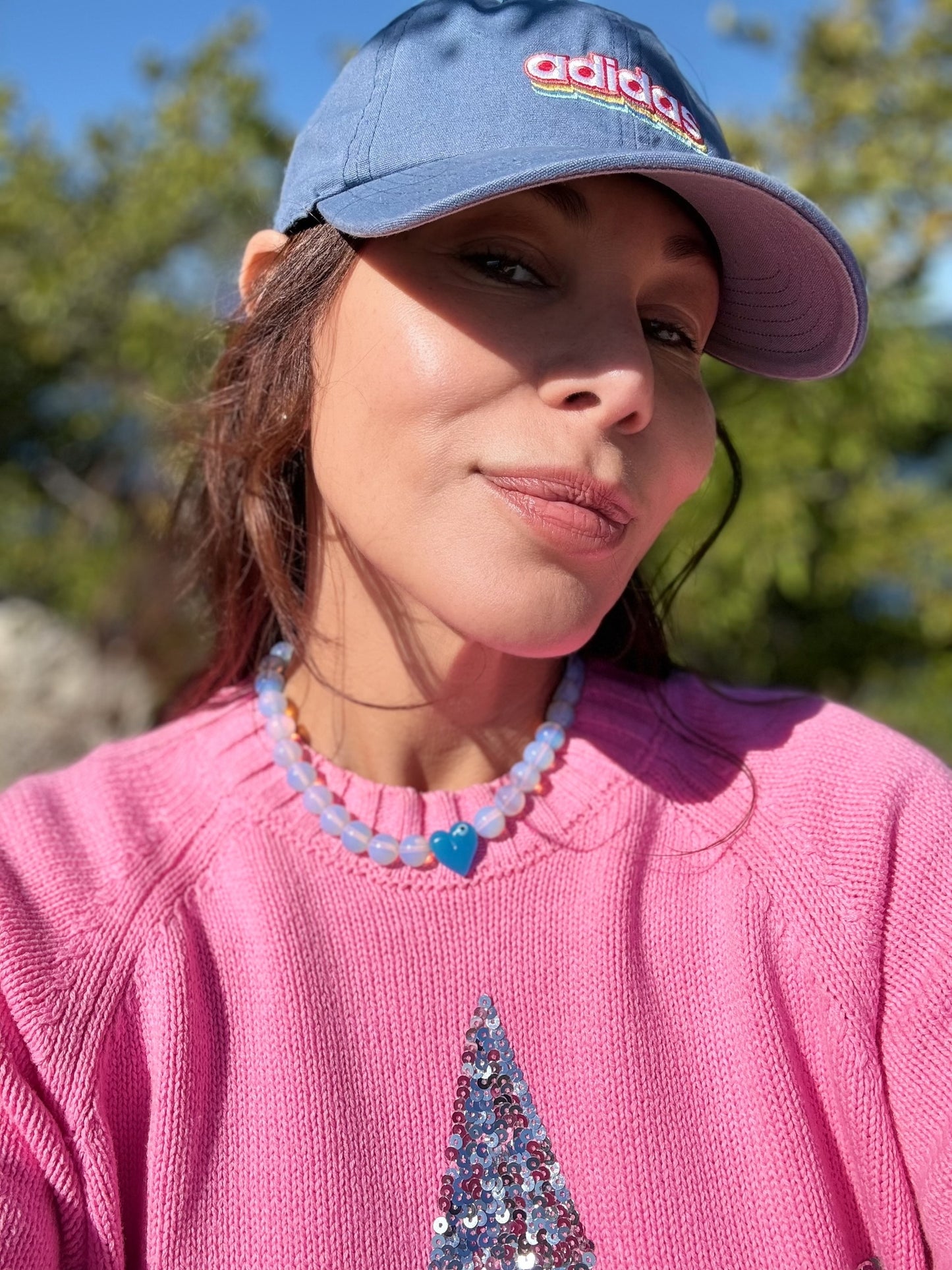 Opalite Choker & Blue Glass Evil Eye