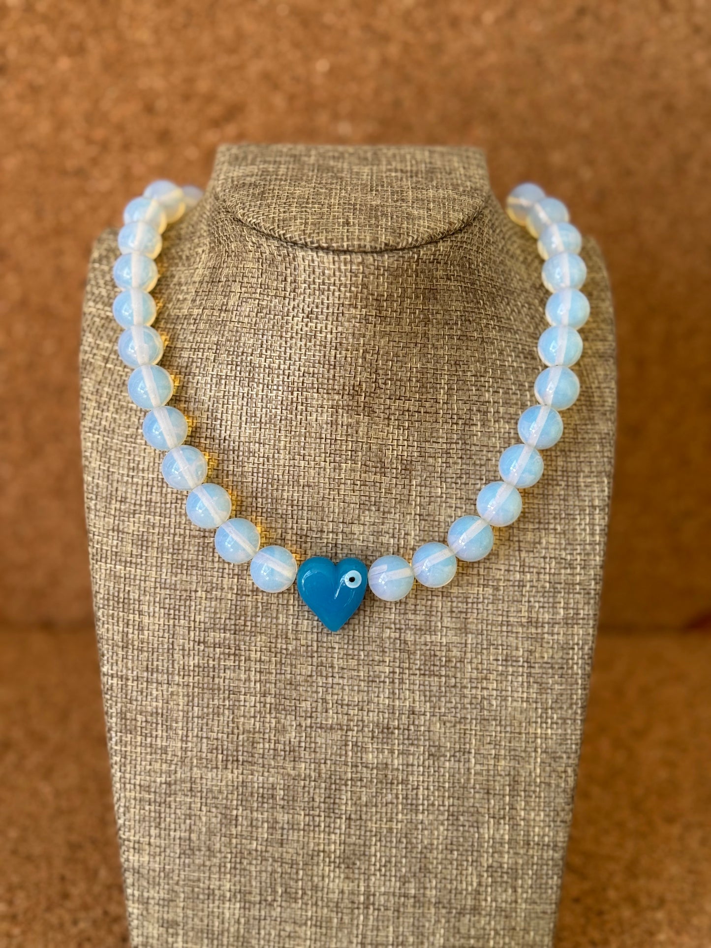 Opalite Choker & Blue Glass Evil Eye