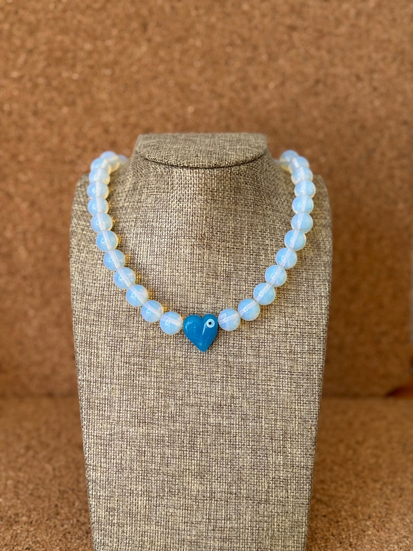 Opalite Choker & Blue Glass Evil Eye