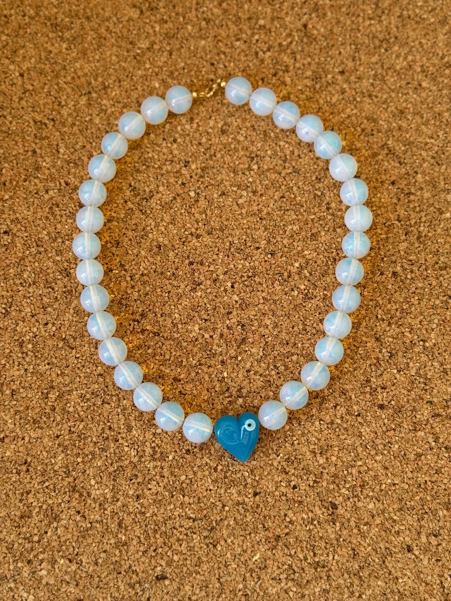 Opalite Choker & Blue Glass Evil Eye