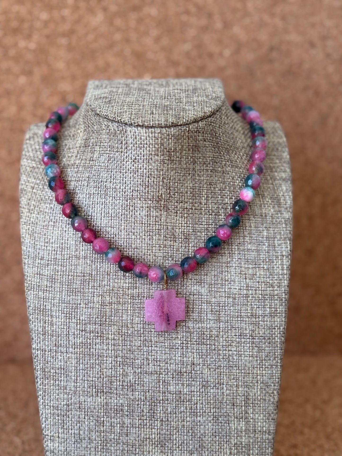 Cotton Candy Agates with a Pink Jade Pendant