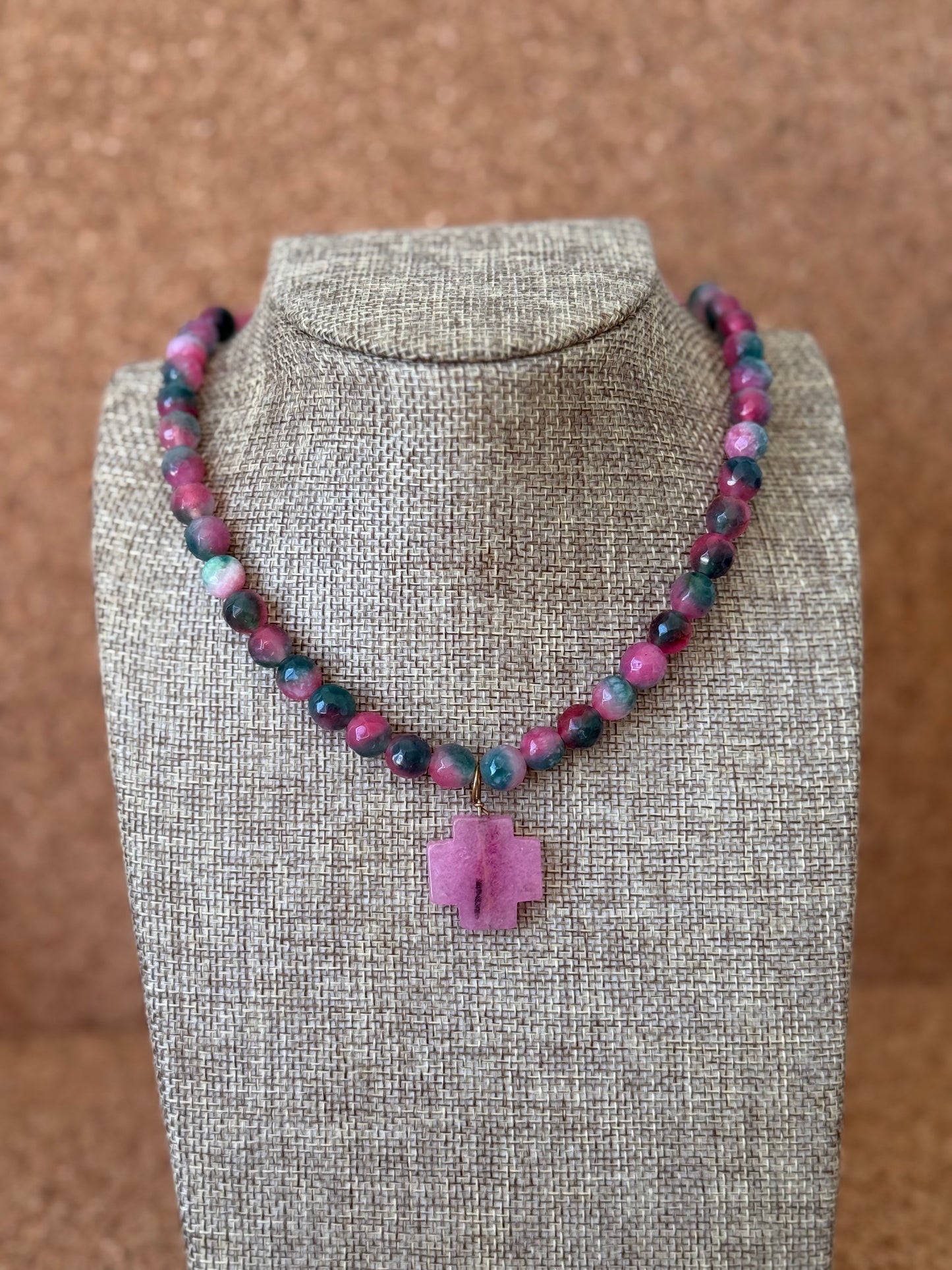 Cotton Candy Agates with a Pink Jade Pendant