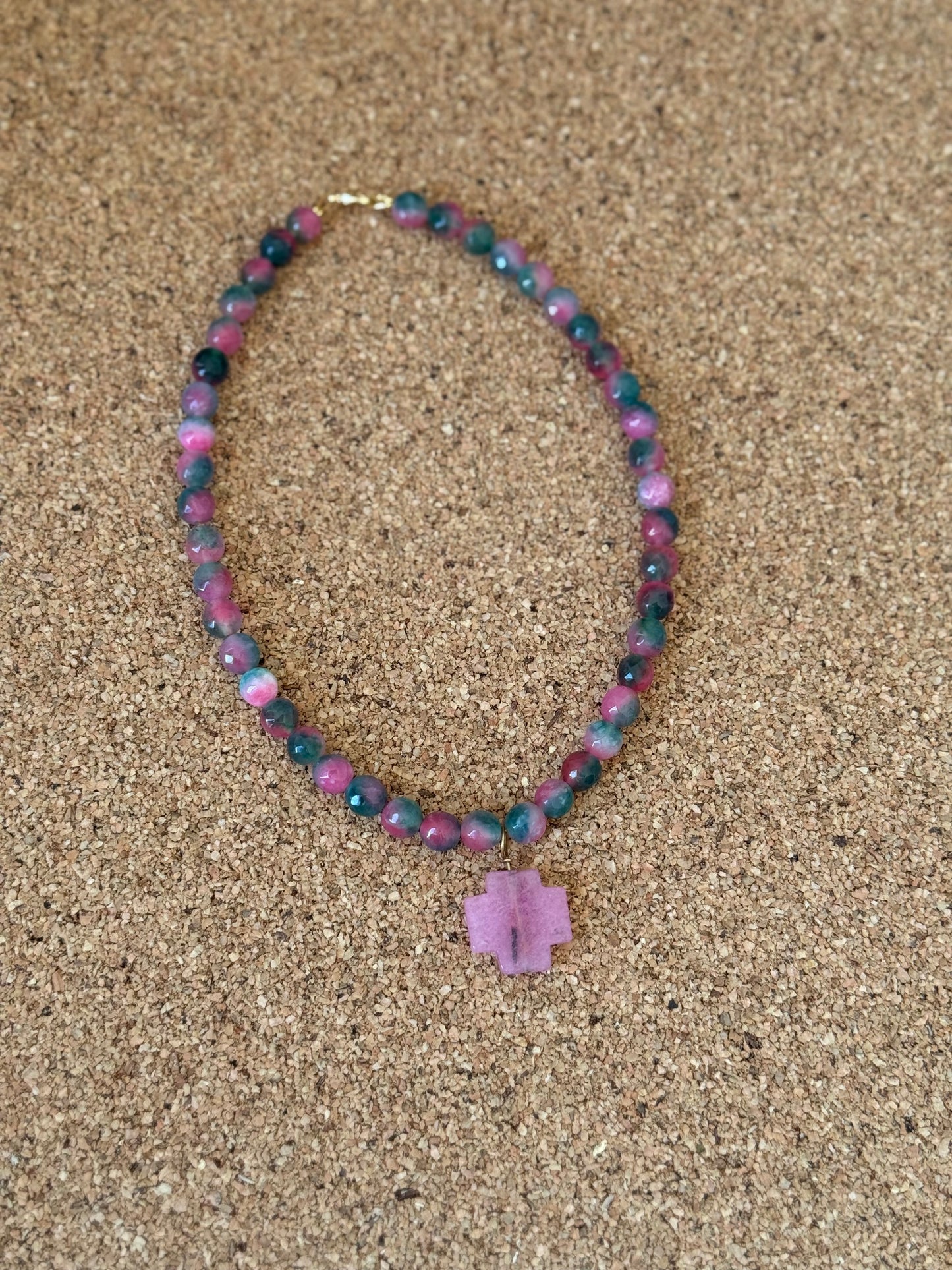 Cotton Candy Agates with a Pink Jade Pendant