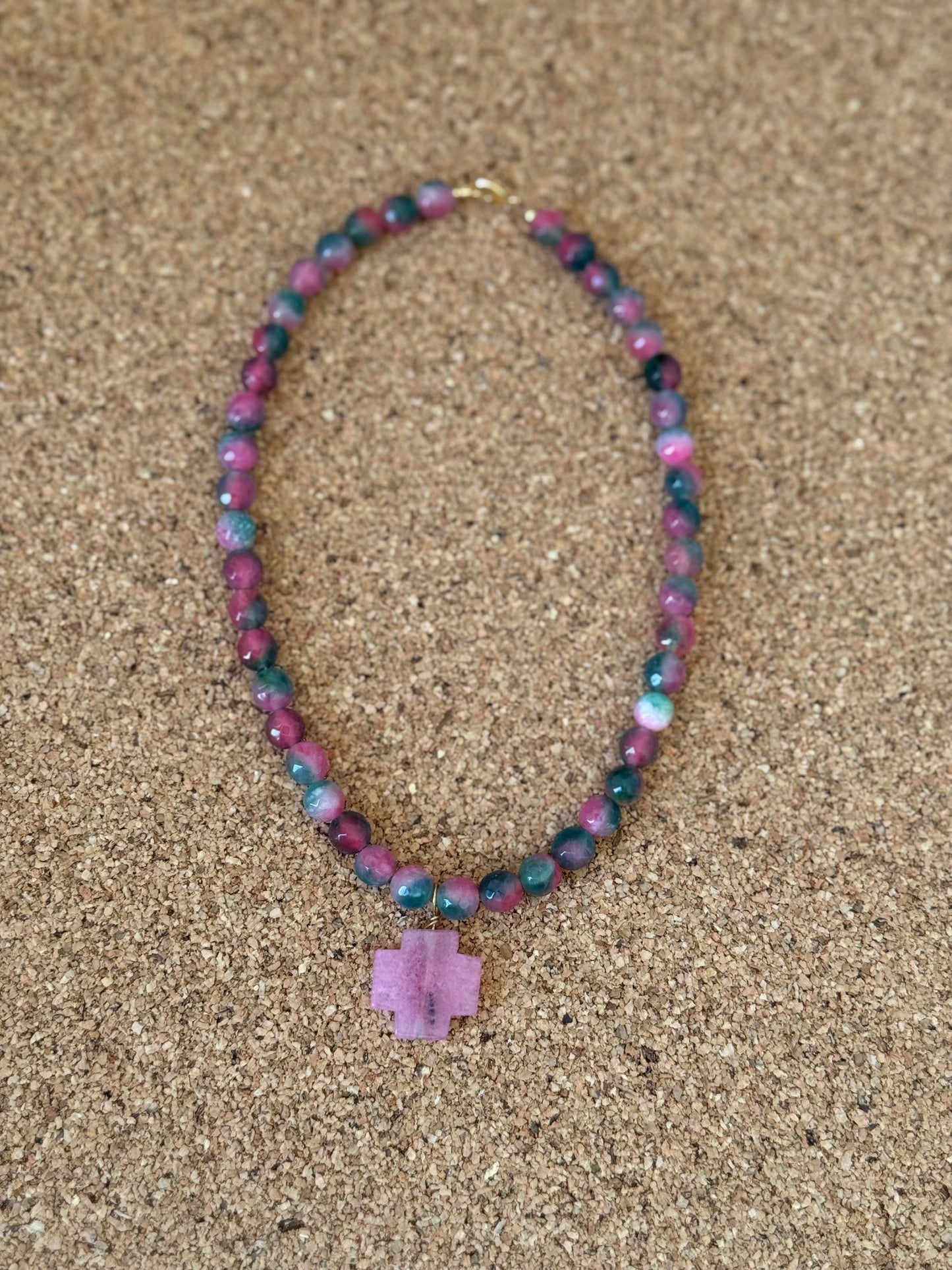 Cotton Candy Agates with a Pink Jade Pendant