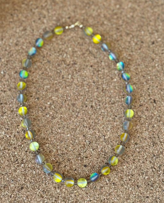 Yellow Matte Mermaid Glass Beaded Necklace