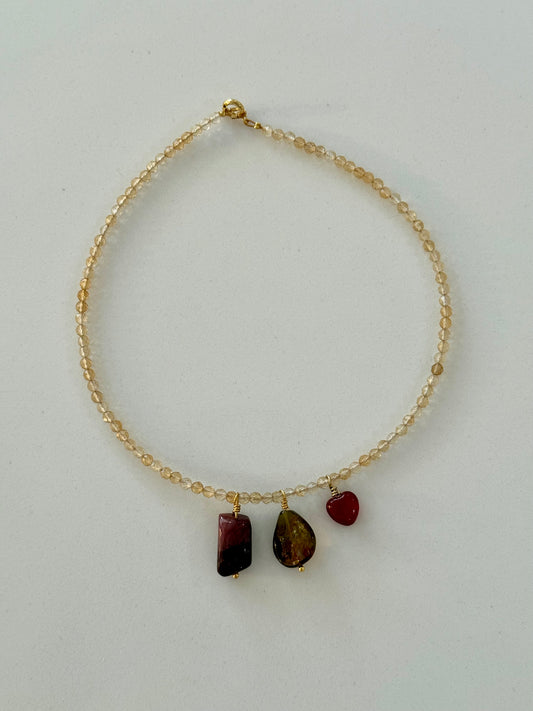 Citrine Choker with 3 Charms